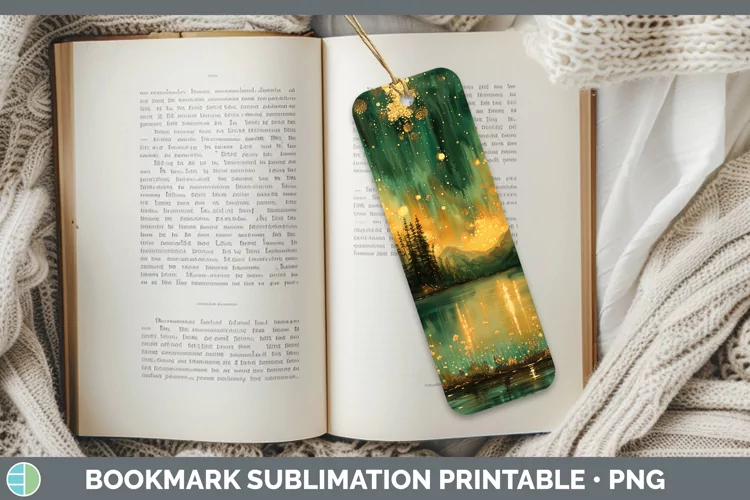 Autumn Boho Northern Lights Bookmark Sublimation Printable D
