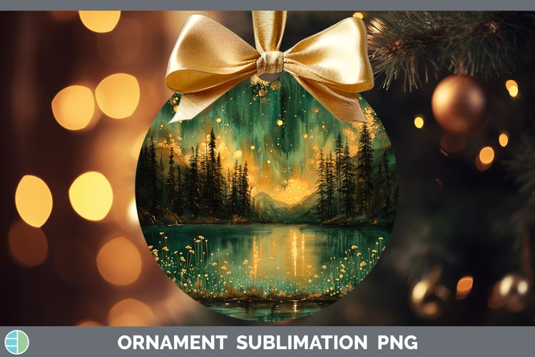 Autumn Boho Northern Lights Ornament Sublimation Bauble Desi example image 1
