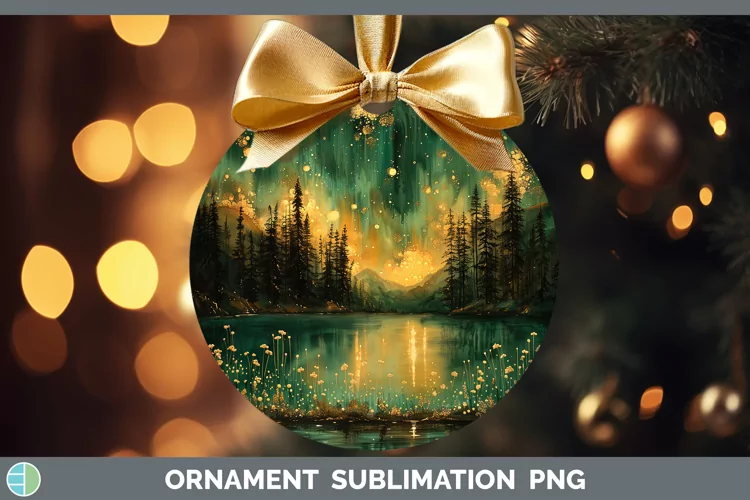 Autumn Boho Northern Lights Ornament Sublimation Bauble Desi