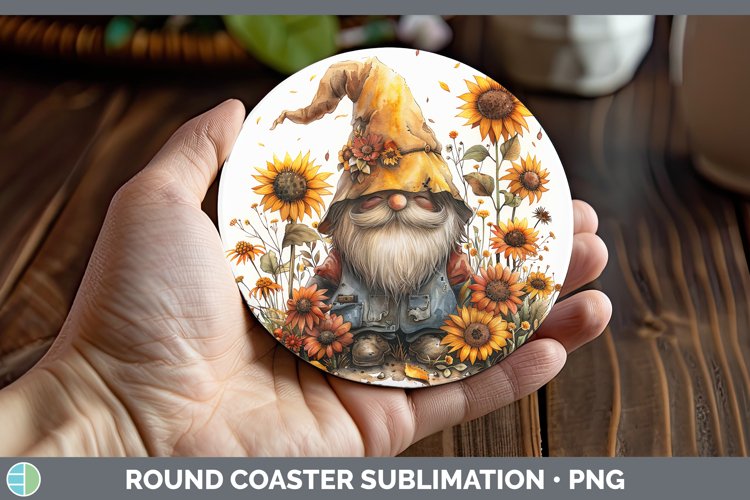 Autumn Boho Gnome Round Coaster Sublimation Coaster Designs example image 1