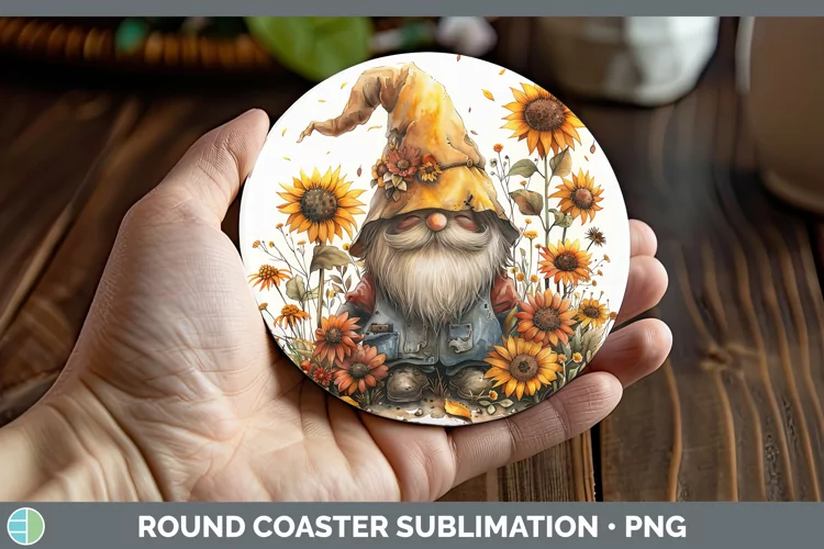 Autumn Boho Gnome Round Coaster Sublimation Coaster Designs