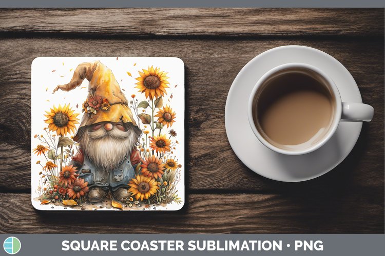 Autumn Boho Gnome Square Coaster Sublimation Coaster Designs