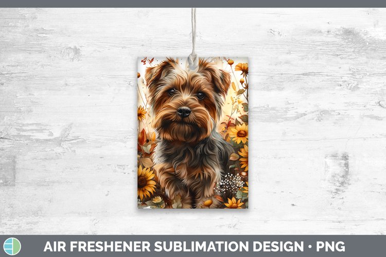 Autumn Boho Yorkshire Terrier Air Freshener Sublimation Car example image 1