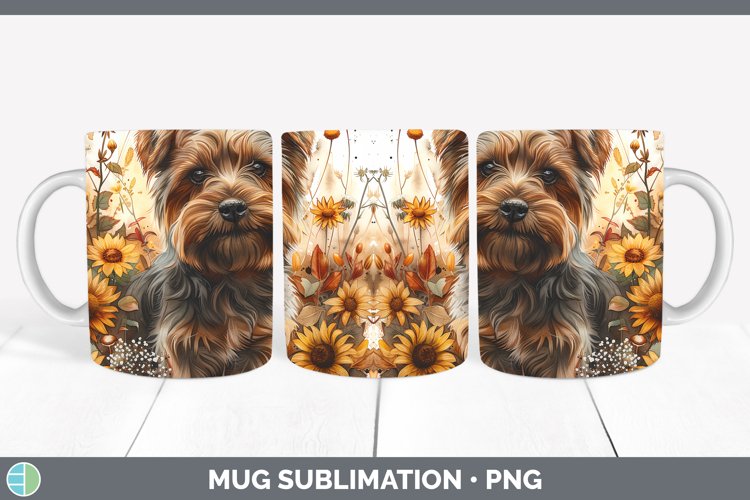 Autumn Boho Yorkshire Terrier Mug Wrap Sublimation Coffee Cu example image 1