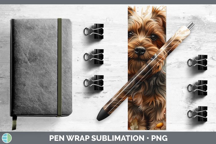 Autumn Boho Yorkshire Terrier Pen Wrap Sublimation Epoxy Pen example image 1