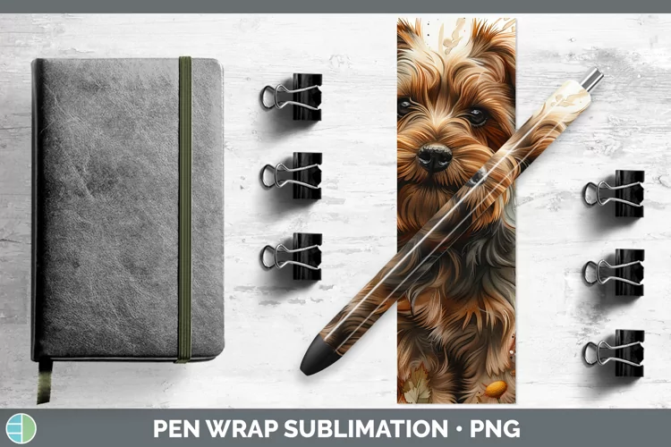 Autumn Boho Yorkshire Terrier Pen Wrap Sublimation Epoxy Pen