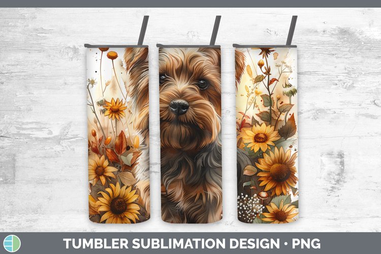 Autumn Boho Yorkshire Terrier Tumbler Sublimation 20 oz Skin