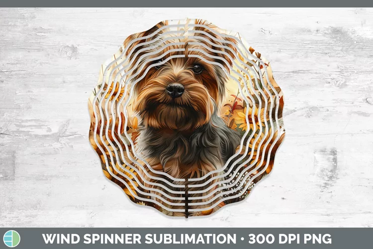Autumn Boho Yorkshire Terrier Wind Spinner Sublimation Spinn