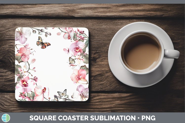 Add a Name Flowers Orchid Square Coaster Sublimation Coaster