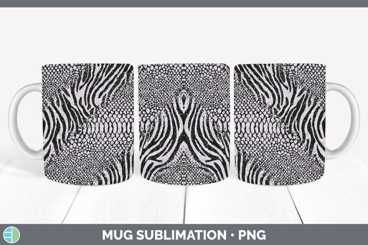 Animal Glitter Snake Zebra Mug Wrap Sublimation Coffee Cup D example image 1