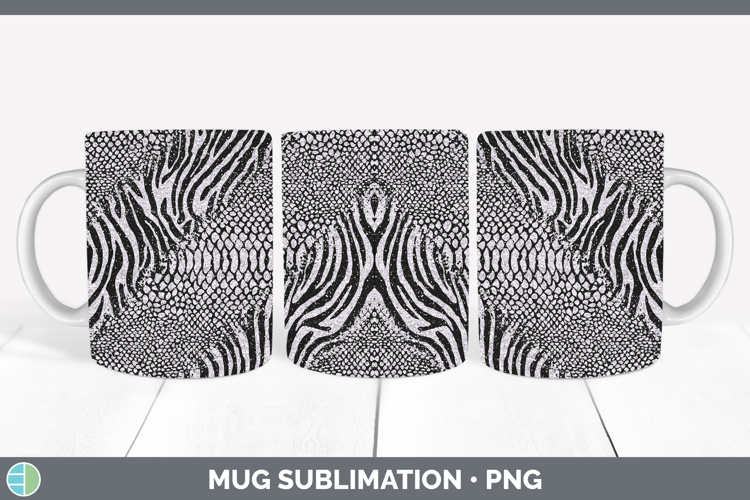 Animal Glitter Snake Zebra Mug Wrap Sublimation Coffee Cup D
