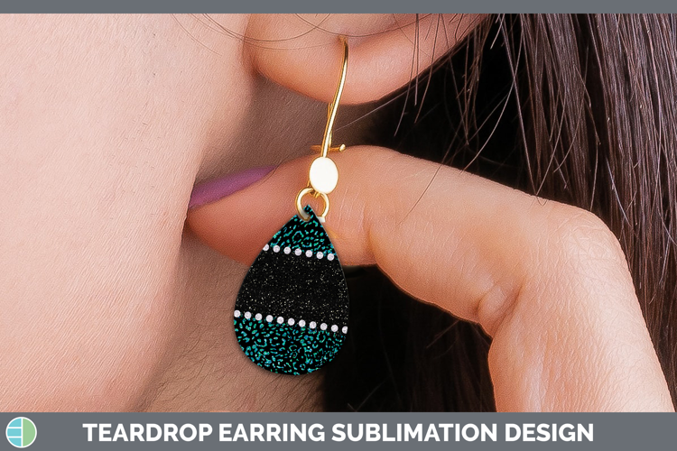 Animal Teal Jaguar Teardrop Earrings Sublimation Earrings De