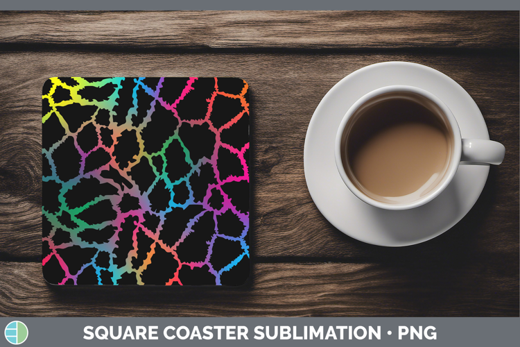 Animal Rainbow Giraffe Print Square Coaster Sublimation Coas