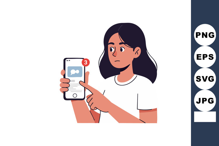 Young woman checking social media notifications on smartphon example image 1