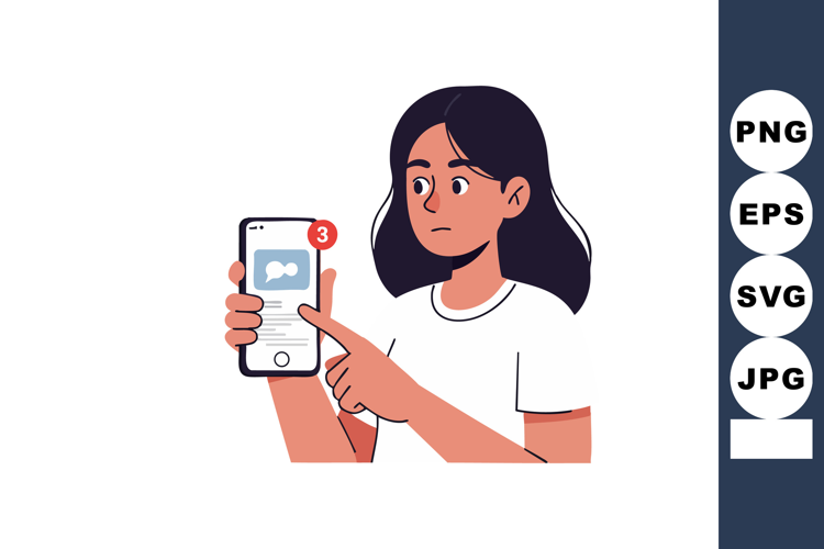 Young woman checking social media notifications on smartphon