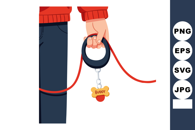 Person holding black retractable dog leash with red cord and