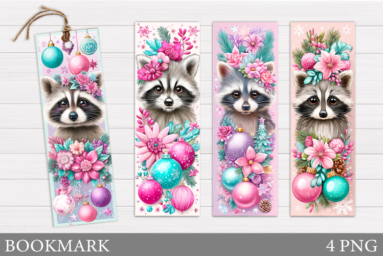 Christmas Raccoon Bookmark. Christmas Bookmark Sublimation
