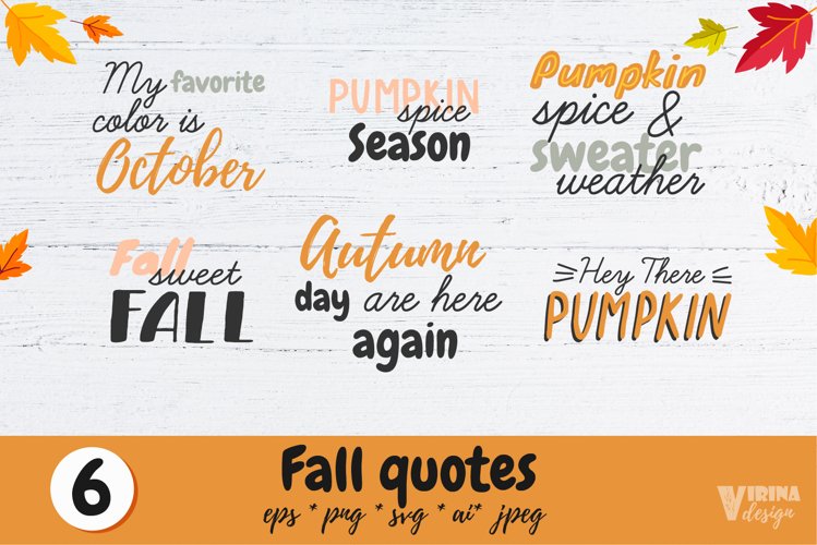 Fall Autumn Quotes Bundle Svg example image 1