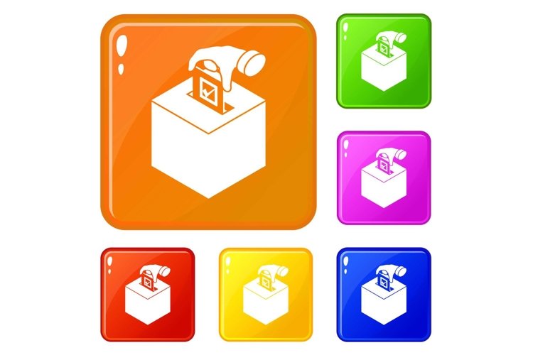 Election box icons set vector color