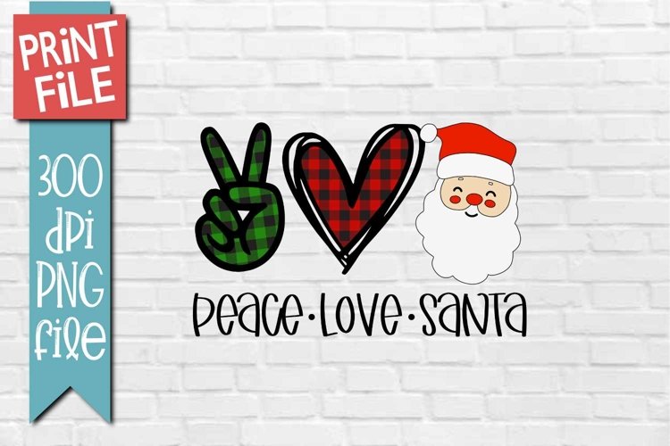 Peace Love Santa Christmas Sublimation Design example image 1