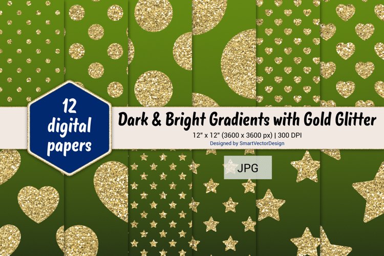 Polka Dot, Hearts, & Stars - Gradients with Gold Glitter #13 example image 1