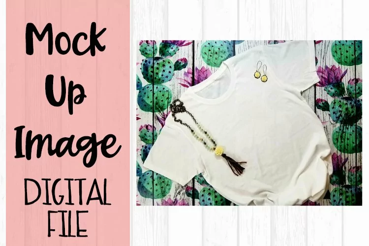 White Tee on Cactus version 2 Mock Up