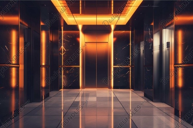 Futuristic elevator hallway with ambient lighting example image 1