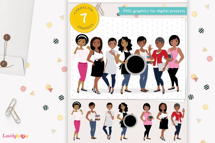 Girl clipart group, woman lifestyle club, social troop, LG02 example image 1