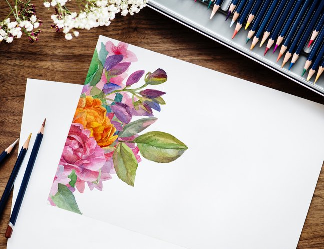 Download Free Card Making Download Watercolor Floral Deer Printable Clipart Golden Graphics Free Design Resources