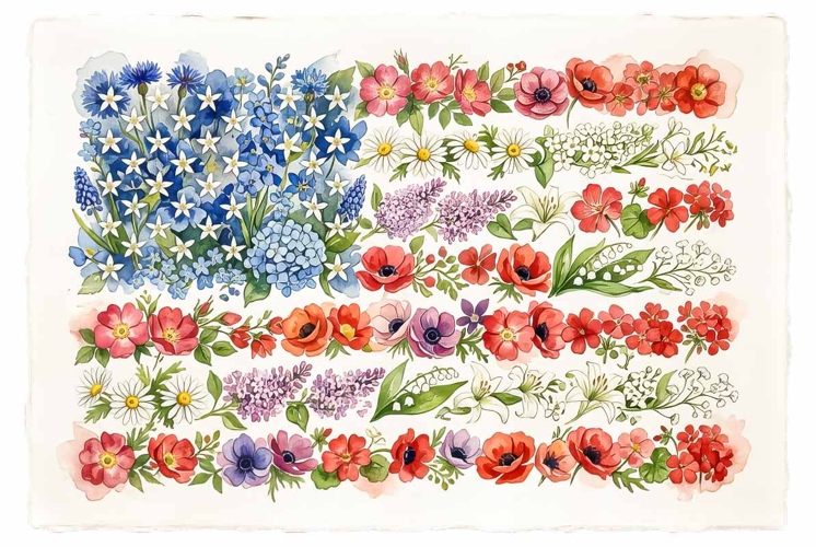 American flag made of flowers design
