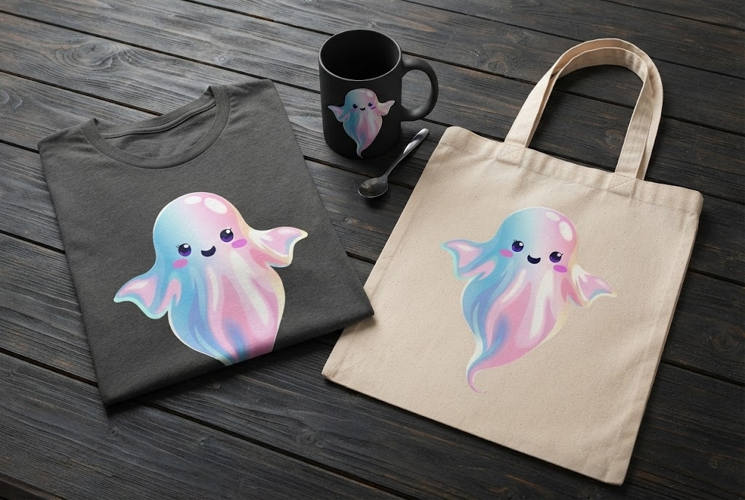 Pastel Ghost PNG | Cute Kawaii Rainbow Halloween Clipart