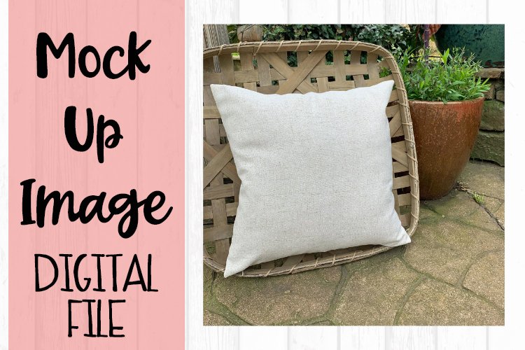 Pillow in Basket Outdoors Mock Up example image 1