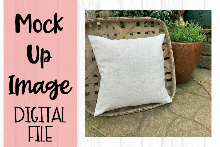 Pillow in Basket Outdoors Mock Up