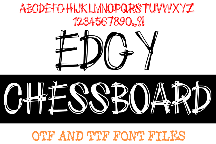 Edgy Chessboard Chequered Handwriting Alphabet Font Letters