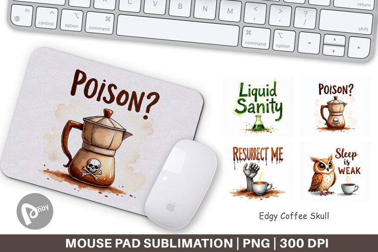 Coffee Skull Humor Sarcastic Mouse Pad