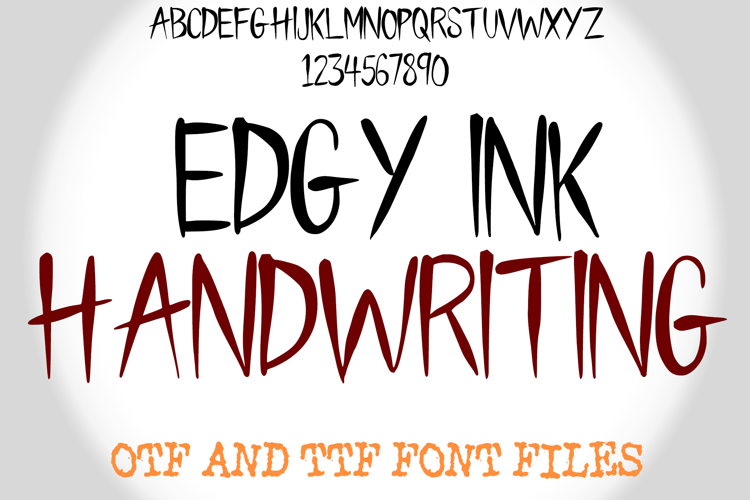 Edgy Ink Handwriting Lettering ABC Text Font Alphabet OTF