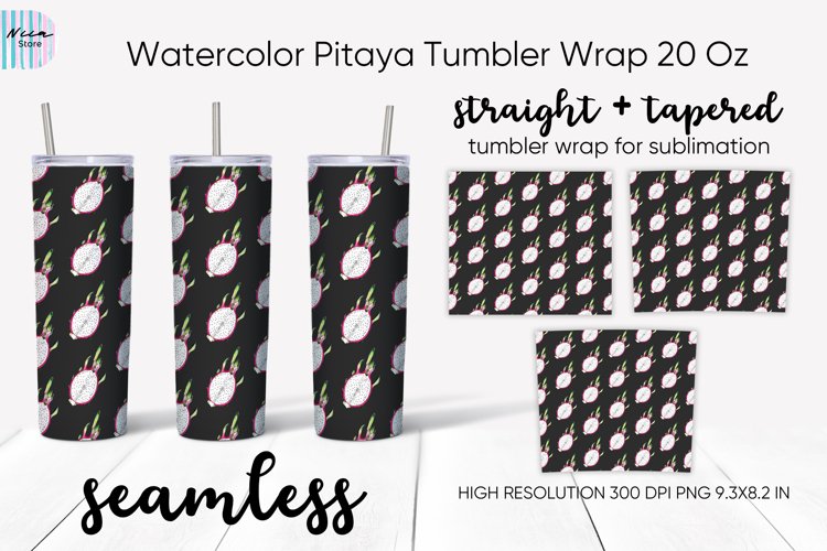 Watercolor Pitaya Skinny Tumbler Sublimation Wrap 20 Oz
