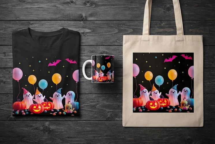Cute Halloween Ghost Party PNG | Kawaii Ghosts & Pumpkins