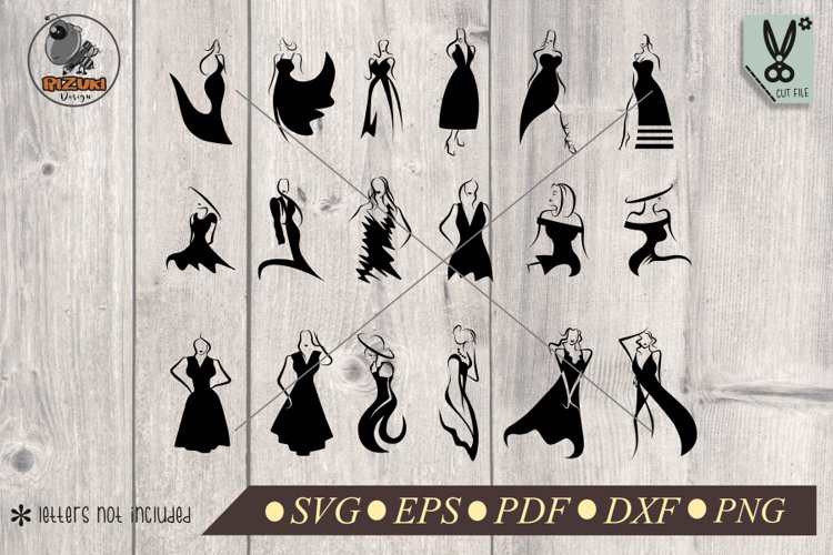 Woman SVG, girl silhouette,girl fashion set, cut file example image 1