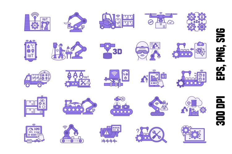 Purple Smart Factory and Industrial IoT Icons example image 1