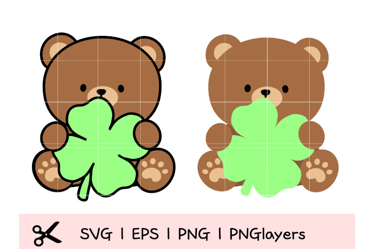Cute Teddy Bear Clover SVG Bundle | St. Patricks Day Clipar