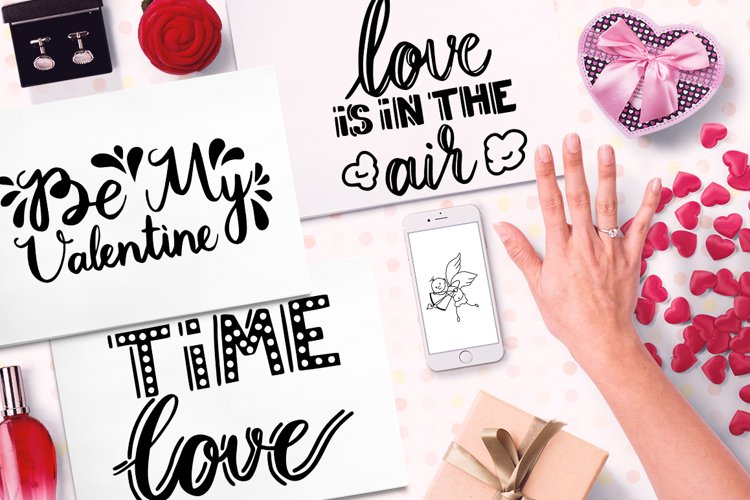 Be My Valentine| Lettering & Cupid example image 1