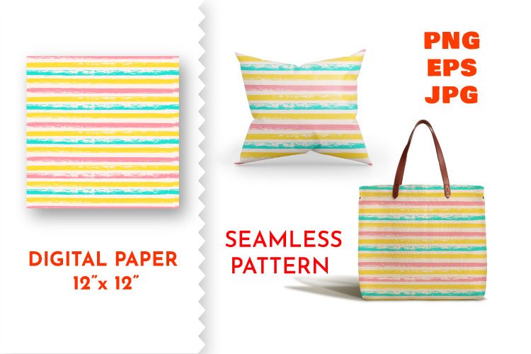 Digital paper, seamless striped colorful pattern.PNG, EPS