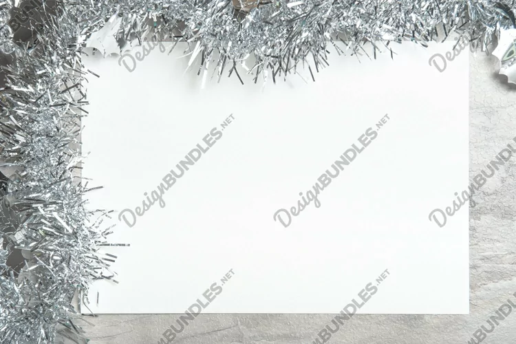 Stock photoChristmas silver decoration mockup template