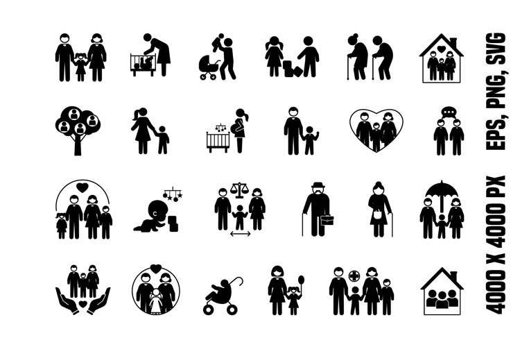Black Family Icon Set