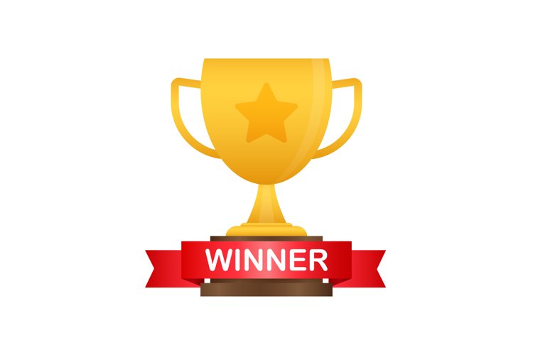 Winner cup banner. Congratulations. Triumph prize. Victory example image 1