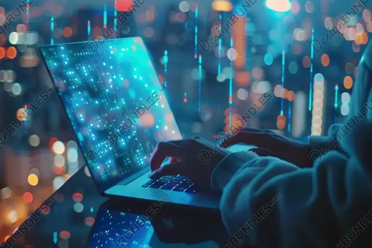 Person Typing on a Laptop Background Wallpaper