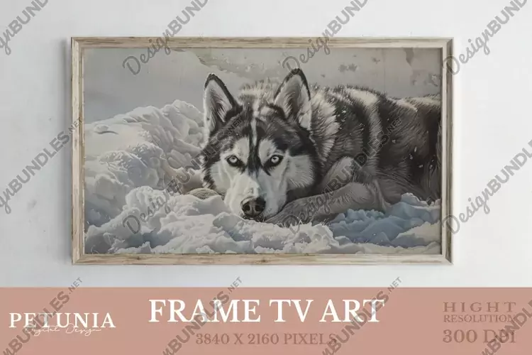Frame TV Art | Siberian Husky Oil Painting Frame TV Art