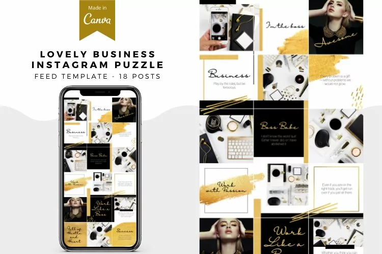 Lovely Business Canva Instagram Puzzle Feed Template