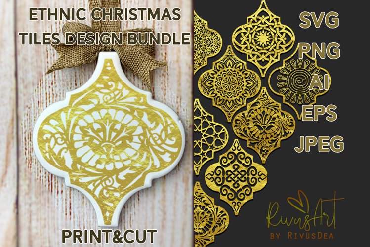 Christmas Ceramic Tiles Mandala SVG Designs bundle Arabesque example image 1